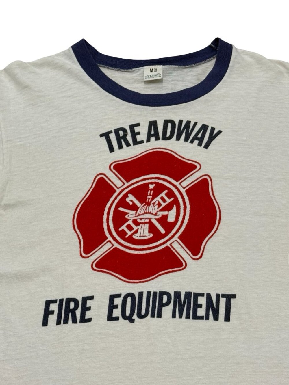 Vintage 1990s Treadway Fire Equipment Ringer T-Shirt Single Stitch - Picture 4 of 7
